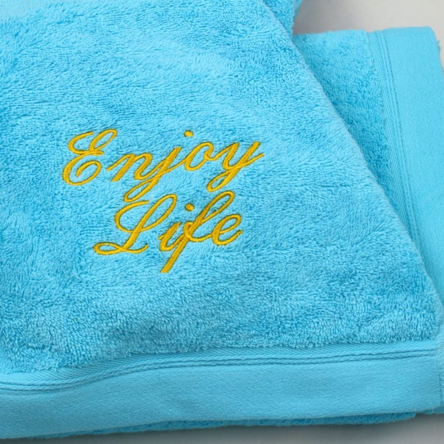 serviette enjoye life turquoise jaune
