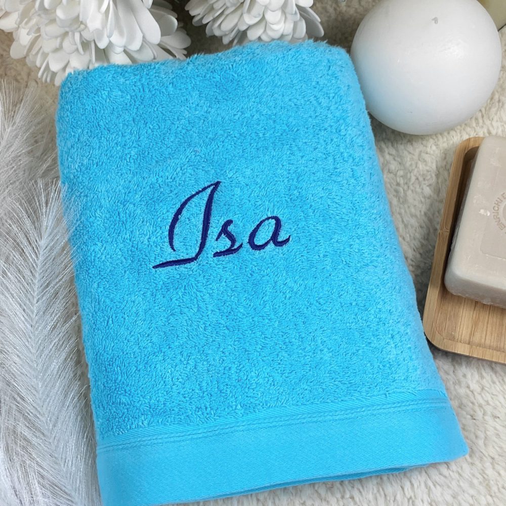 serviette personnalisée Finistere turquoise