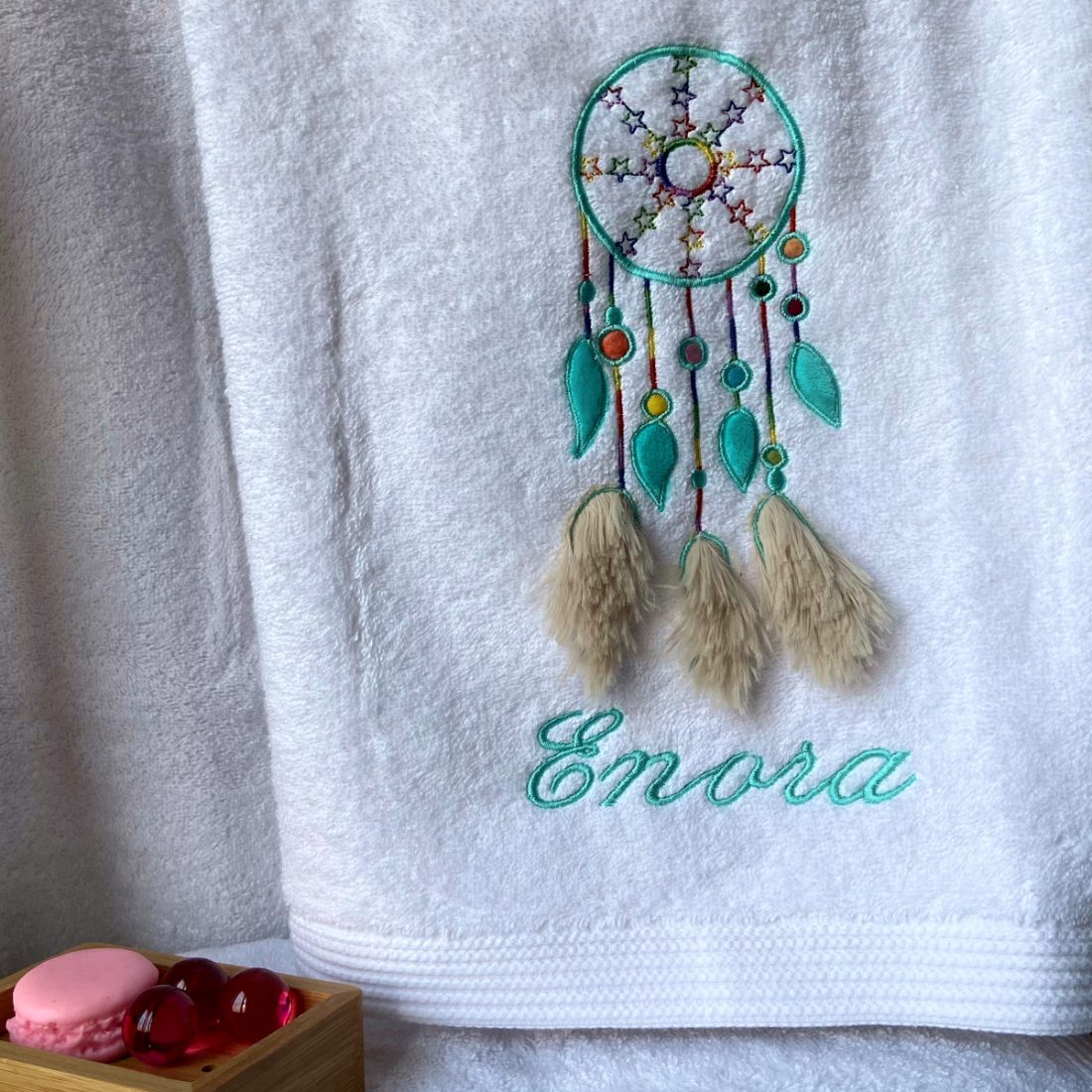 Serviette personnalisée blanc Reveol serviette attrape-rêve