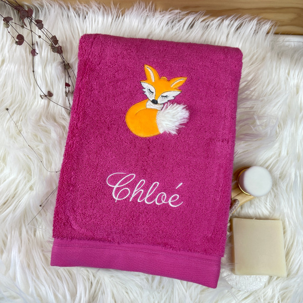 drap de douche fuchsia renard