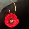 boucles oreilles coquelicots rouge brodées détail